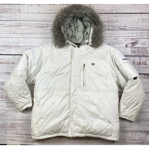 Vtg Southpole Goose Down Ski Snowboard‎ Jacket Fur Trimmed Hooded Parka Sz L Y2K - Picture 1 of 12